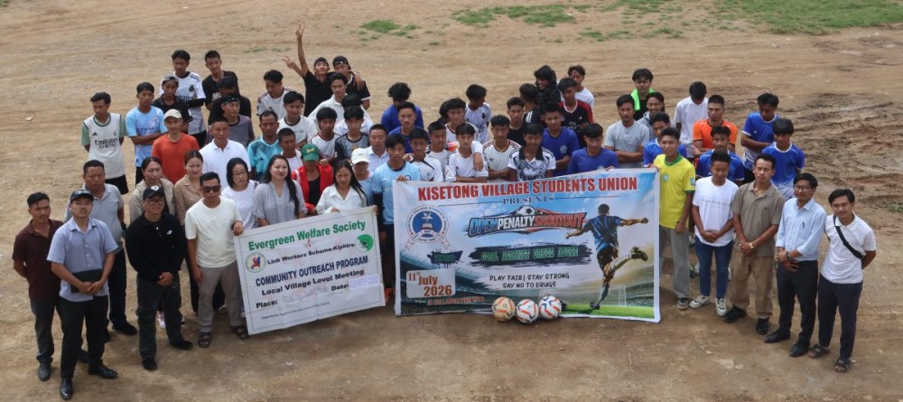 Officials along with the participants during the penalty shootout tournament held in Kiphire on July 11.